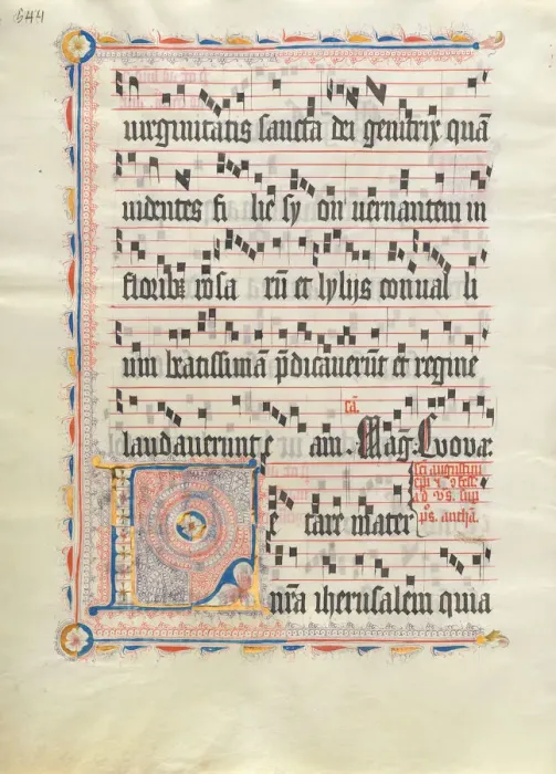 Framed Print : Manuscript Leaf with Initial L, from an Antiphonary, German, second quarter 15th century Framed Print : Manuscript Leaf with Initial L, from an Antiphonary, German, second quarter 15th century