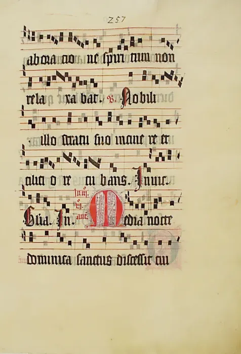 Framed Print : Manuscript Leaf with Initial M, from an Antiphonary, German, second quarter 15th century Framed Print : Manuscript Leaf with Initial M, from an Antiphonary, German, second quarter 15th century