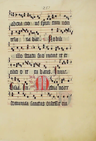 Manuscript Leaf with Initial M, from an Antiphonary, German, second quarter 15th century