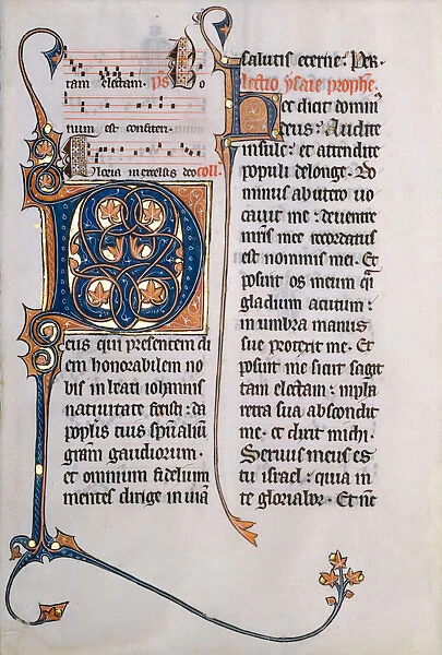 Manuscript Leaf with Initial M, from a Missal, ca. 1290. Creator: Unknown