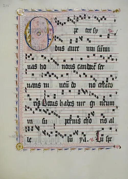 Framed Print : Manuscript Leaf with Initial O, from an Antiphonary, German, second quarter 15th century Framed Print : Manuscript Leaf with Initial O, from an Antiphonary, German, second quarter 15th century