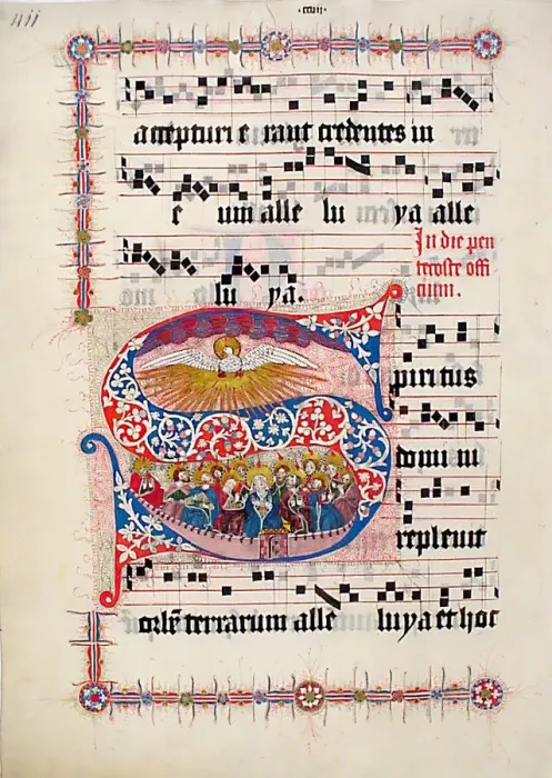 Framed Print : Manuscript Leaf with Initial S, from a Gradual, German, second quarter 15th century Framed Print : Manuscript Leaf with Initial S, from a Gradual, German, second quarter 15th century
