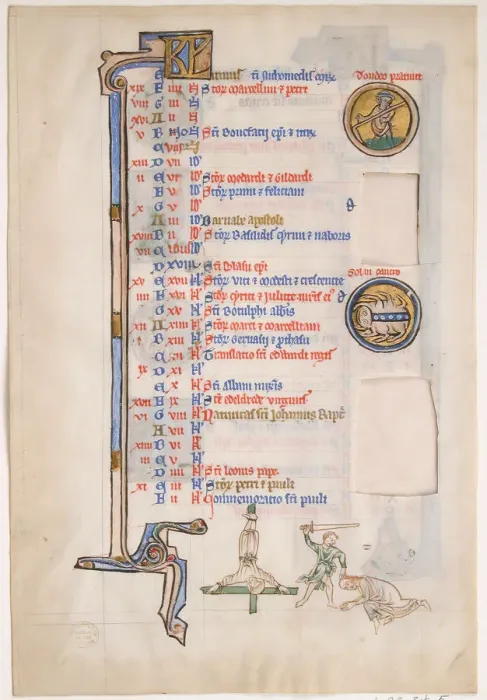 Framed Print : Manuscript Leaf with June Calendar, from a Royal Psalter, 13th century. Creator: Unknown Framed Print : Manuscript Leaf with June Calendar, from a Royal Psalter, 13th century. Creator: Unknown