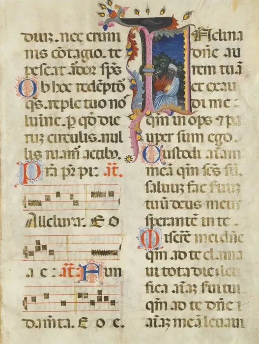 Framed Print : Manuscript Leaf with King David in an Initial I, from a Psalter, early 15th century Framed Print : Manuscript Leaf with King David in an Initial I, from a Psalter, early 15th century