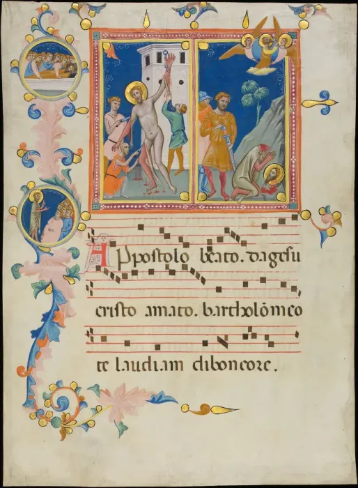 Framed Print : Manuscript Leaf with the Martyrdom of Saint Bartholomew, from a Laudario, ca. 1340 Framed Print : Manuscript Leaf with the Martyrdom of Saint Bartholomew, from a Laudario, ca. 1340