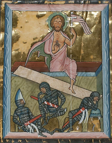 Manuscript Leaf with the Resurrection, from a Psalter, German, mid-13th century