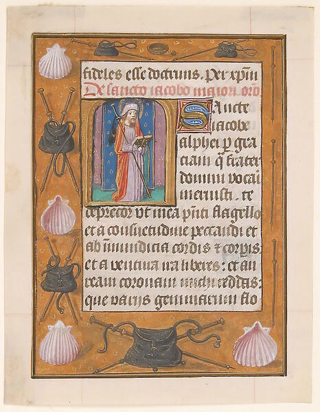 Manuscript Leaf with Saint James the Greater, from a Book of Hours, ca. 1500. Creator: Unknown