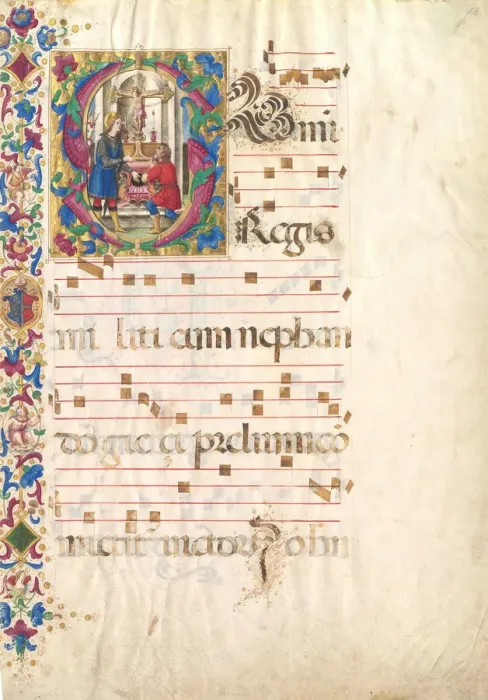Framed Print : Manuscript Leaf with Saint John Gualbert in an Initial S, from an Antiphonary Framed Print : Manuscript Leaf with Saint John Gualbert in an Initial S, from an Antiphonary