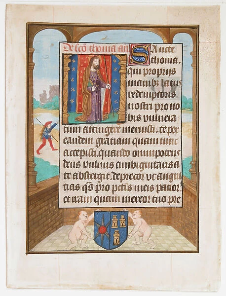 Manuscript Leaf with Saint Thomas, from a Book of Hours, ca. 1500. Creator: Unknown