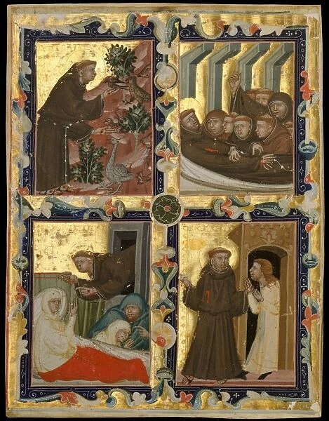 Manuscript Leaf with Scenes from the Life of Saint Francis of Assisi, ca. 1320-42