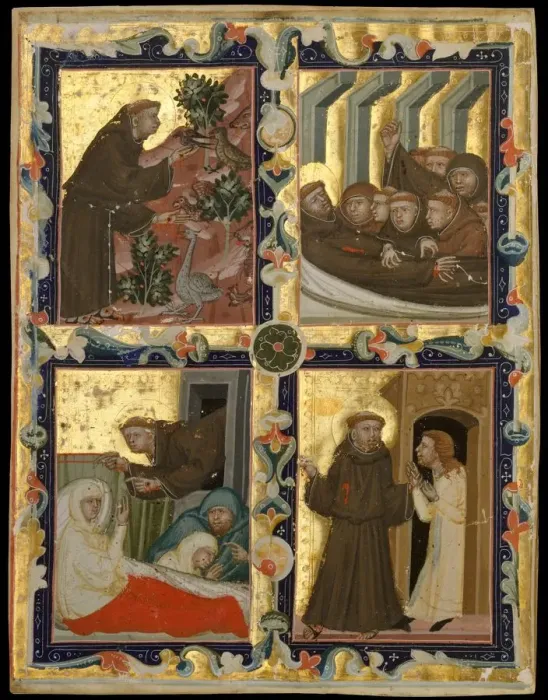 Framed Print : Manuscript Leaf with Scenes from the Life of Saint Francis of Assisi, ca. 1320-42 Framed Print : Manuscript Leaf with Scenes from the Life of Saint Francis of Assisi, ca. 1320-42