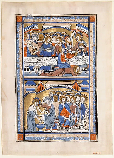 Manuscript Leaf with the Last Supper and the Washing of the Apostles Feet Leaf