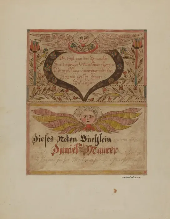 Framed Print : Manuscript and Miniature, c. 1937. Creator: Albert J. Levone Framed Print : Manuscript and Miniature, c. 1937. Creator: Albert J. Levone