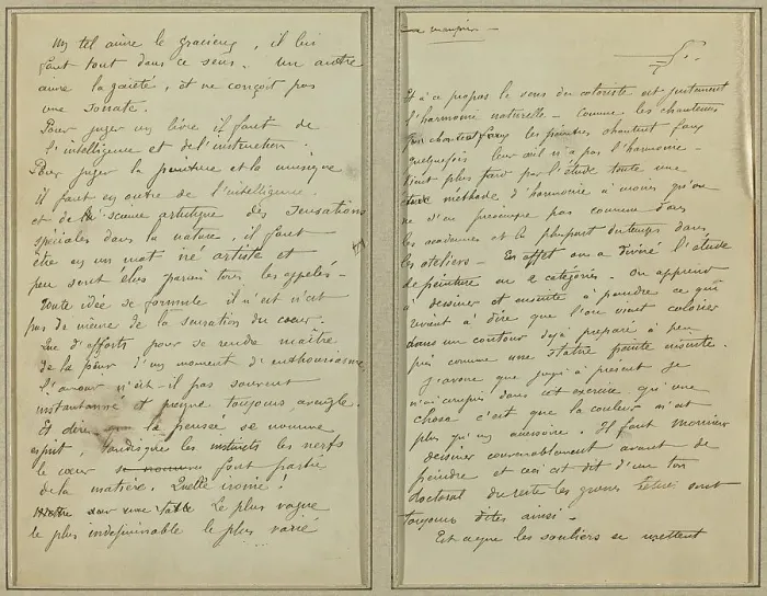 Framed Print : Manuscript Pages [recto], 1884-1888. Creator: Paul Gauguin