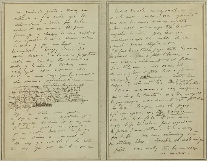 Framed Print : Manuscript Pages [verso], 1884-1888. Creator: Paul Gauguin