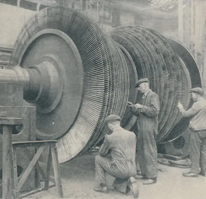 Framed Print : A Many-Bladed Rotor for one of the Queen Marys low-pressure turbines, 1937 Framed Print : A Many-Bladed Rotor for one of the Queen Marys low-pressure turbines, 1937