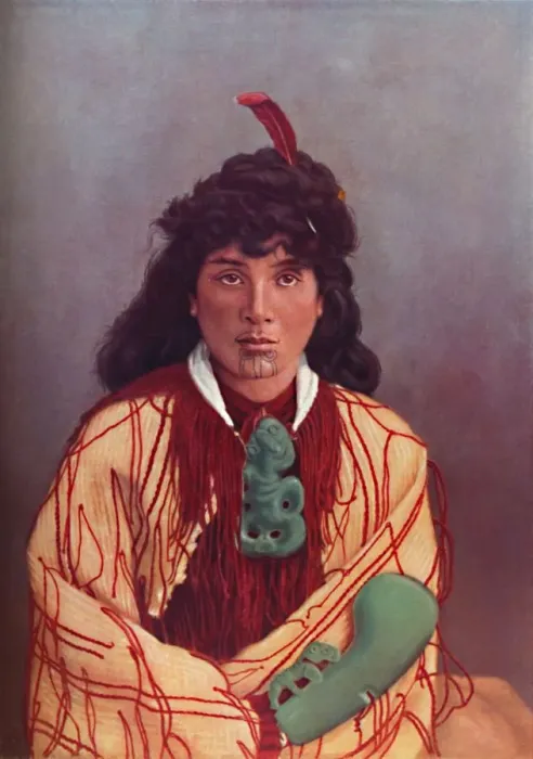 Framed Print : A Maori lady in full dress, 1902. Artist: Josiah Martin Framed Print : A Maori lady in full dress, 1902. Artist: Josiah Martin