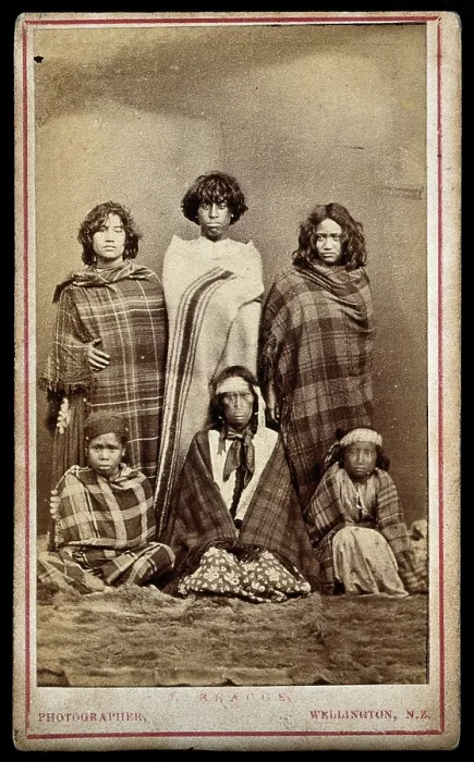 Framed Print : Six Maori people, c1870s. Creator: James Bragge Framed Print : Six Maori people, c1870s. Creator: James Bragge