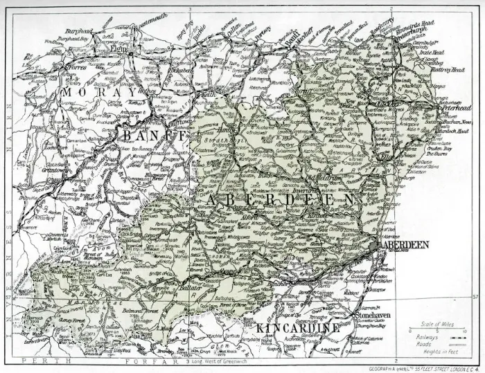 Framed Print : Map of Aberdeenshire, 1924-1926 Framed Print : Map of Aberdeenshire, 1924-1926