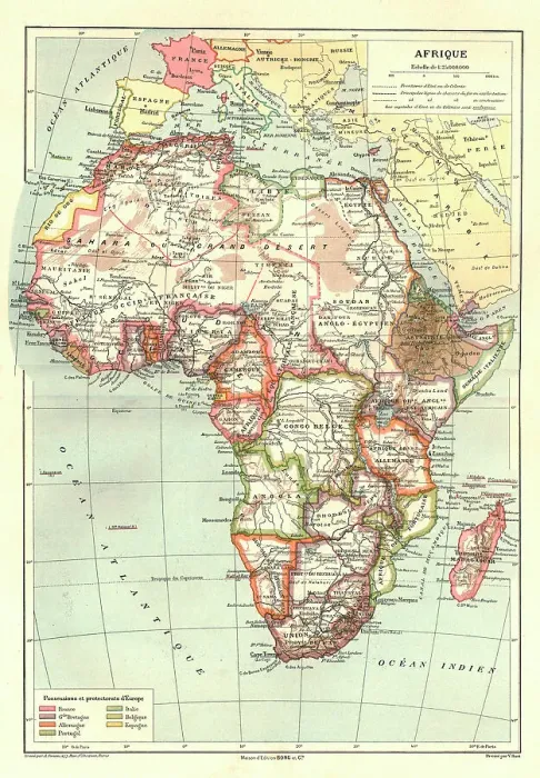 Framed Print : Map of Afrique showing Possessions et protectorats d'Europe, 1914. Creator: Unknown Framed Print : Map of Afrique showing Possessions et protectorats d'Europe, 1914. Creator: Unknown