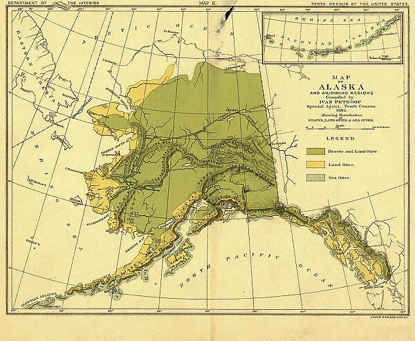 Map of Alaska and adjoining regions, 1882. Creator: Ivan Petrof