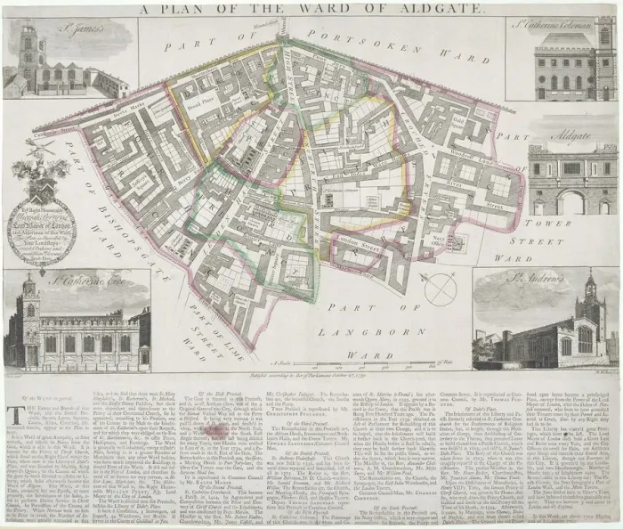 Framed Print : Map of Aldgate Ward, City of London, 1739. Artist: RW Seale Framed Print : Map of Aldgate Ward, City of London, 1739. Artist: RW Seale