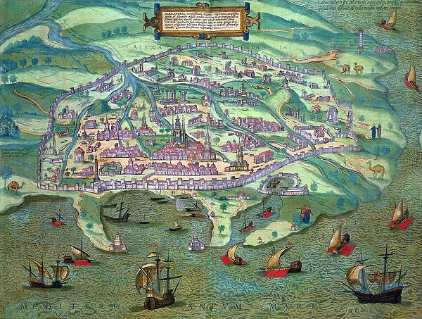 Map of Alexandria, Egypt, c1572. Artist: Joris Hoefnagel
