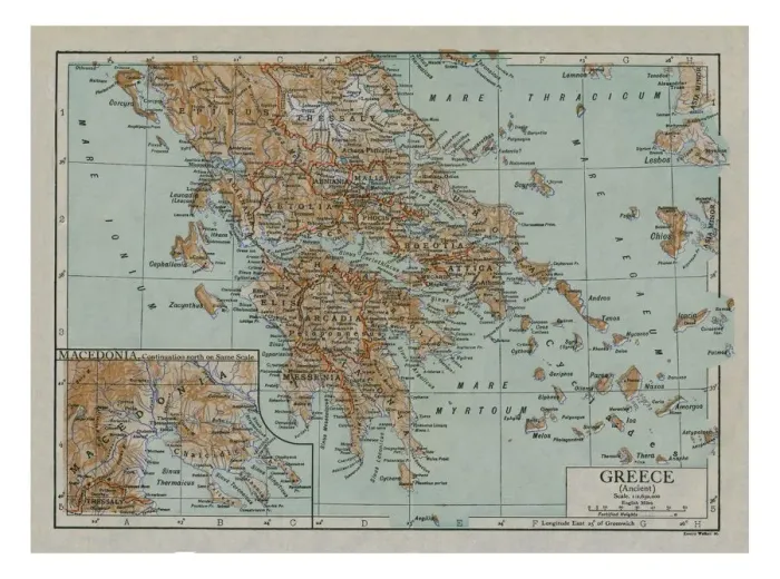 Framed Print : Map of Ancient Greece, c1910s. Artist: Emery Walker Ltd Framed Print : Map of Ancient Greece, c1910s. Artist: Emery Walker Ltd