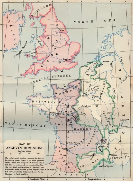 Framed Print : Map of Angevin Dominions, 1902. Artist: FS Weller Framed Print : Map of Angevin Dominions, 1902. Artist: FS Weller