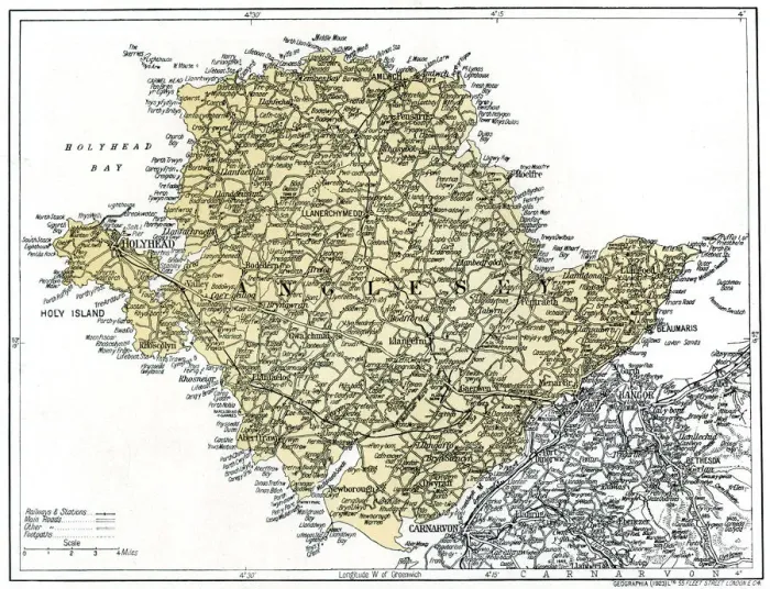 Framed Print : Map of Anglesey, 1924-1926 Framed Print : Map of Anglesey, 1924-1926