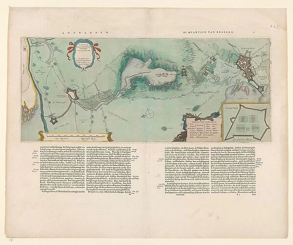 Map of the area between Bergen op Zoom and Steenbergen, 1630. Creator: Franciscus van Schooten