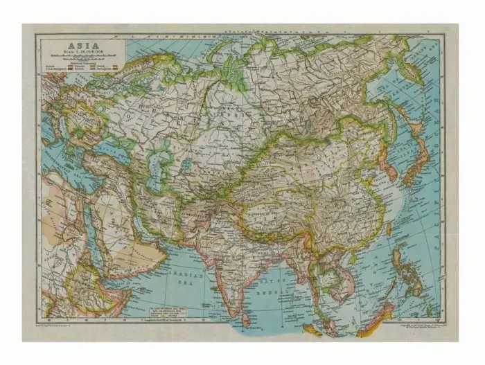 Framed Print : Map of Asia, c1910. Artist: Gull Engraving Company Framed Print : Map of Asia, c1910. Artist: Gull Engraving Company