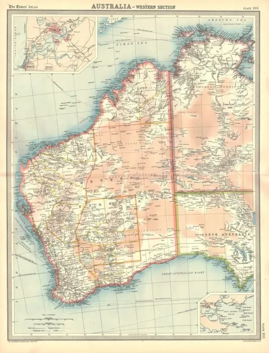 Framed Print : Map of Australia - Western Section Framed Print : Map of Australia - Western Section