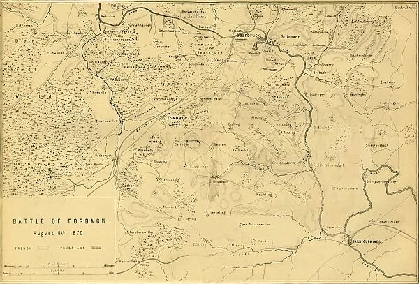 Map of the Battle of Forbach, 6 August 1870, (c1872). Creator: R. Walker
