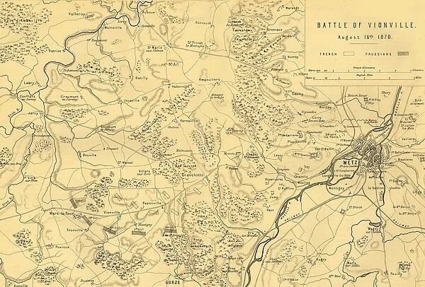 Map of the Battle of Vionville, 16 August 1870, (c1872). Creator: R. Walker