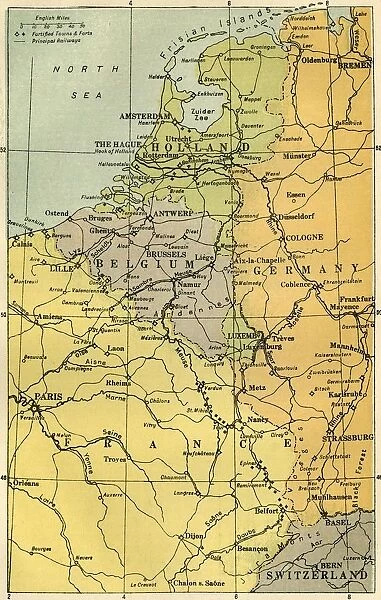 Map of the Belgian Frontier with Forts, 1919. Creator: Unknown