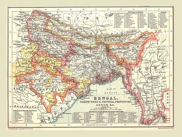 Map of Bengal, the North West and Central Provinces, and Assam, 1902. Creator: Unknown