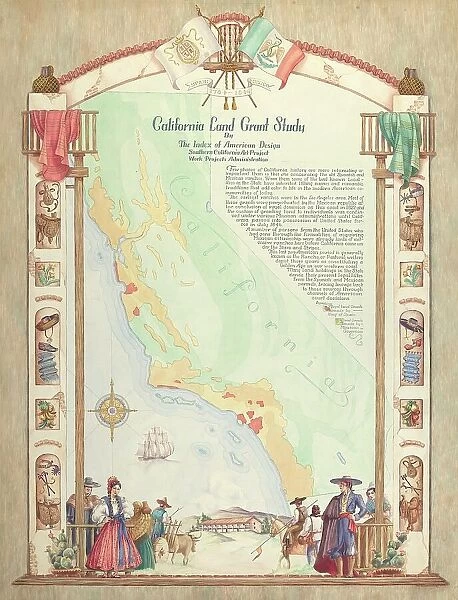 Map: California Land Grant Study, 1935 / 1942. Creator: Hal Blakeley