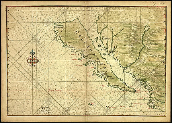 Map of California shown as an island, c 1650. Creator: Johannes Vingboons