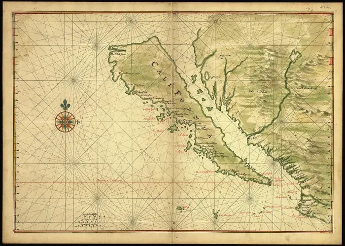 Framed Print : Map of California shown as an island, c 1650. Creator: Johannes Vingboons Framed Print : Map of California shown as an island, c 1650. Creator: Johannes Vingboons