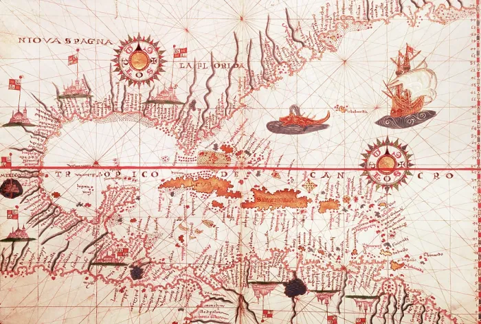Framed Print : Map of the Caribbean, c1578. Creator: Joan Martines Framed Print : Map of the Caribbean, c1578. Creator: Joan Martines