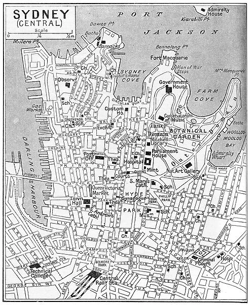 Map of central Sydney, New South Wales, Australia, c1924