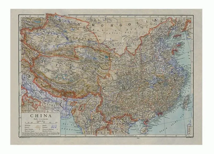 Framed Print : Map of China, c1910. Artists: HW Cribb, Emery Walker Ltd Framed Print : Map of China, c1910. Artists: HW Cribb, Emery Walker Ltd