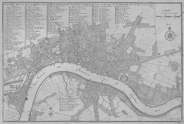 Map of the City of London, the River Thames, the City of Westminster and surrounding areas, 1700