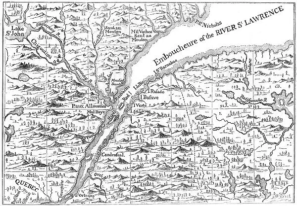 Map of the course of the River St Lawrence as far as Quebec, 1730 (c1880)
