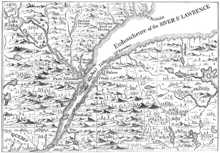 Framed Print : Map of the course of the River St Lawrence as far as Quebec, 1730 (c1880) Framed Print : Map of the course of the River St Lawrence as far as Quebec, 1730 (c1880)