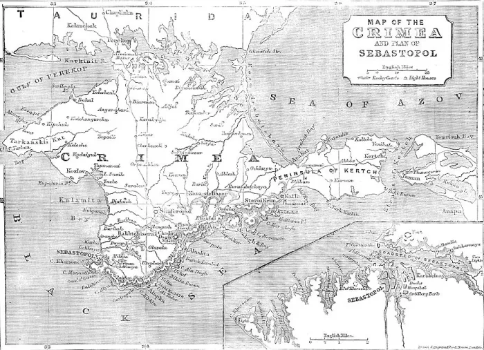 Framed Print : Map of the Crimea and plan of Sebastopol, 1854. Creator: John Dower Framed Print : Map of the Crimea and plan of Sebastopol, 1854. Creator: John Dower