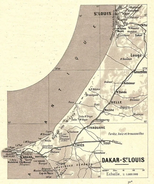 Framed Print : Map, Dakar - St Louis; L'Ouest Africain, 1914. Creator: Unknown Framed Print : Map, Dakar - St Louis; L'Ouest Africain, 1914. Creator: Unknown