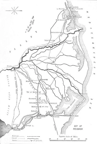 Map of the Delta of the Nile, Strategic Points in the Egyptian Campaign, 1882, (c1882-85)