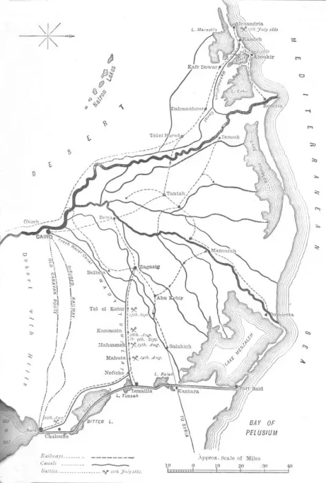 Framed Print : Map of the Delta of the Nile, Strategic Points in the Egyptian Campaign, 1882, (c1882-85) Framed Print : Map of the Delta of the Nile, Strategic Points in the Egyptian Campaign, 1882, (c1882-85)